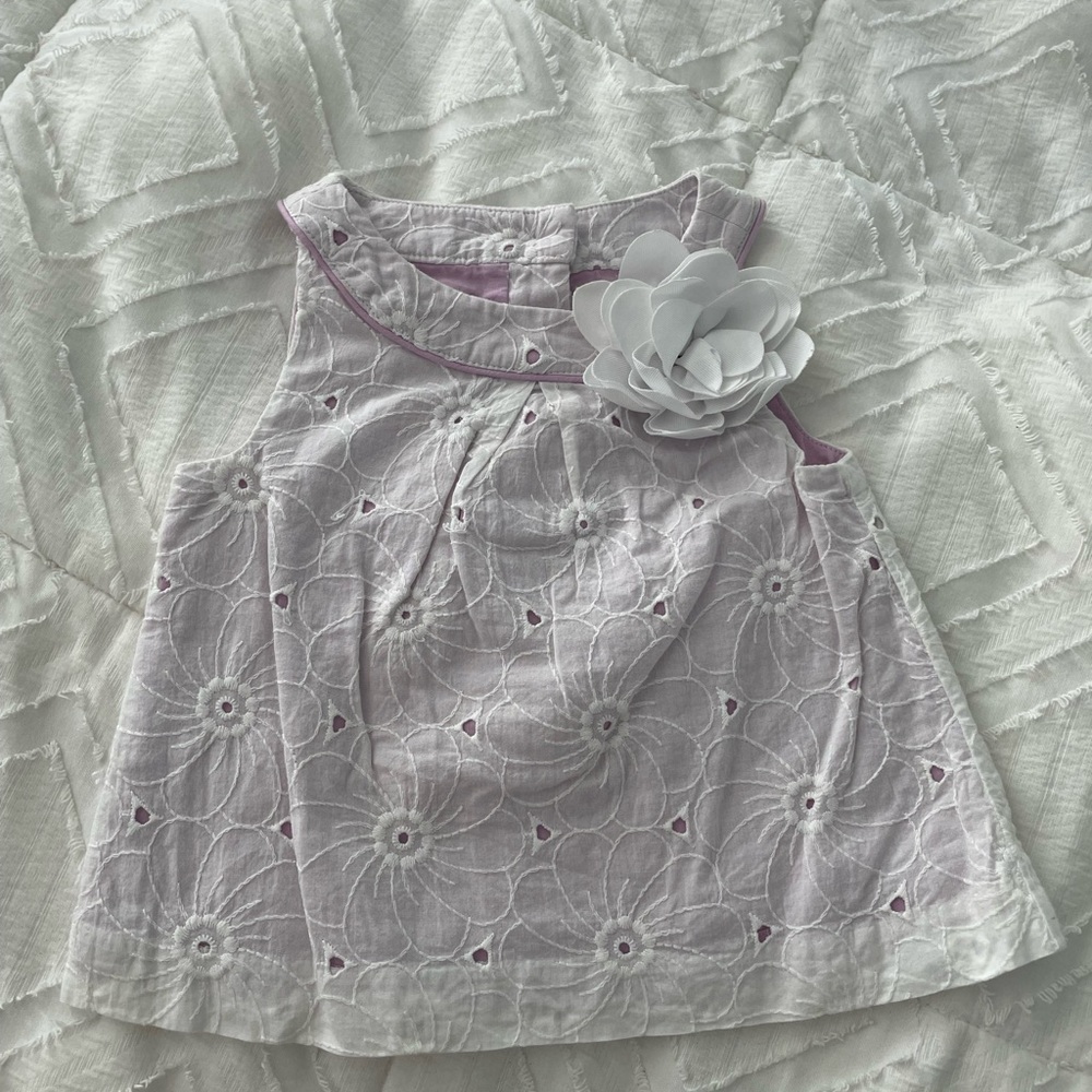 White Floral Baby top with Flower Accent